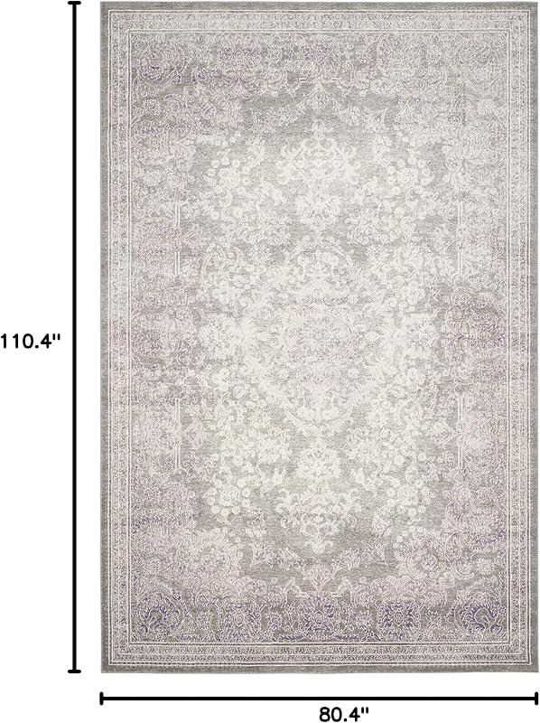 Alfombra área 6'7"x9'2" gris lavanda diseño vintage no