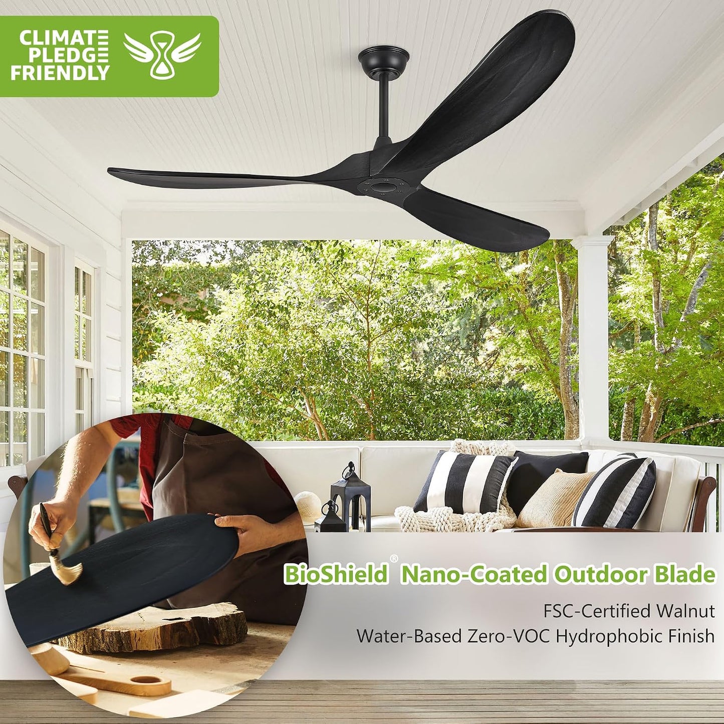 Ventilador techo 52pulg madera control remoto
