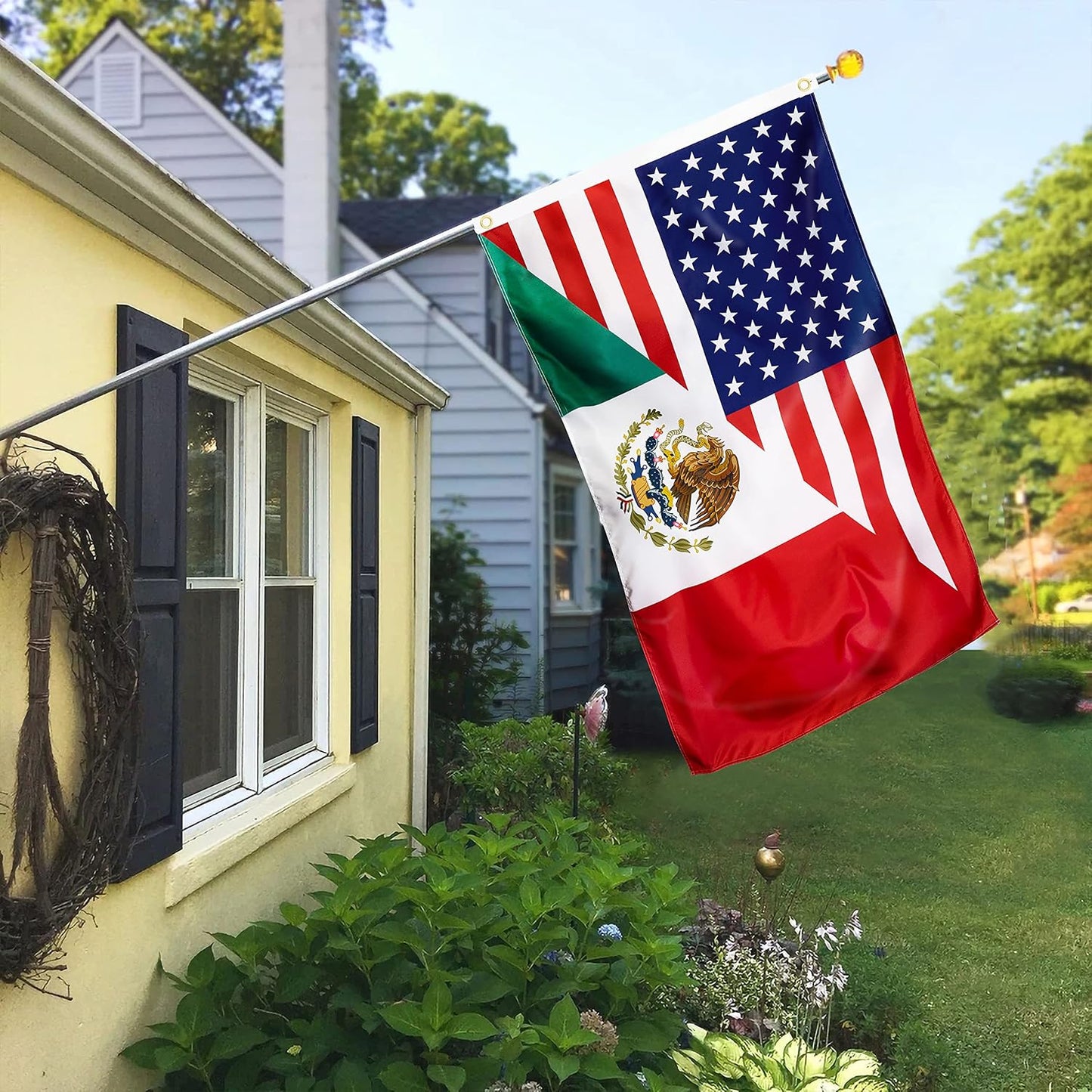 Bandera doble cara México EE.UU. 3x5ft para interiores