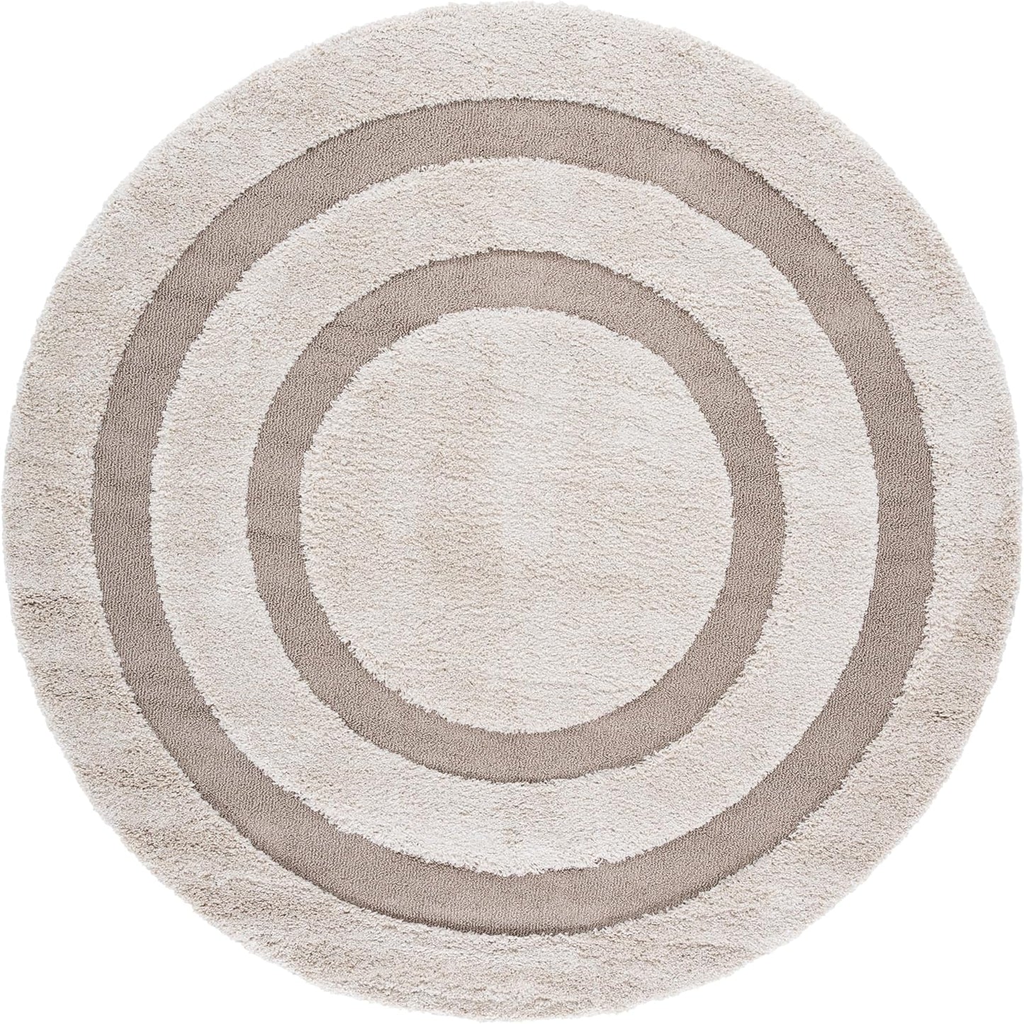 Alfombra redonda 6'7" beige y beige oscuro no se desprende