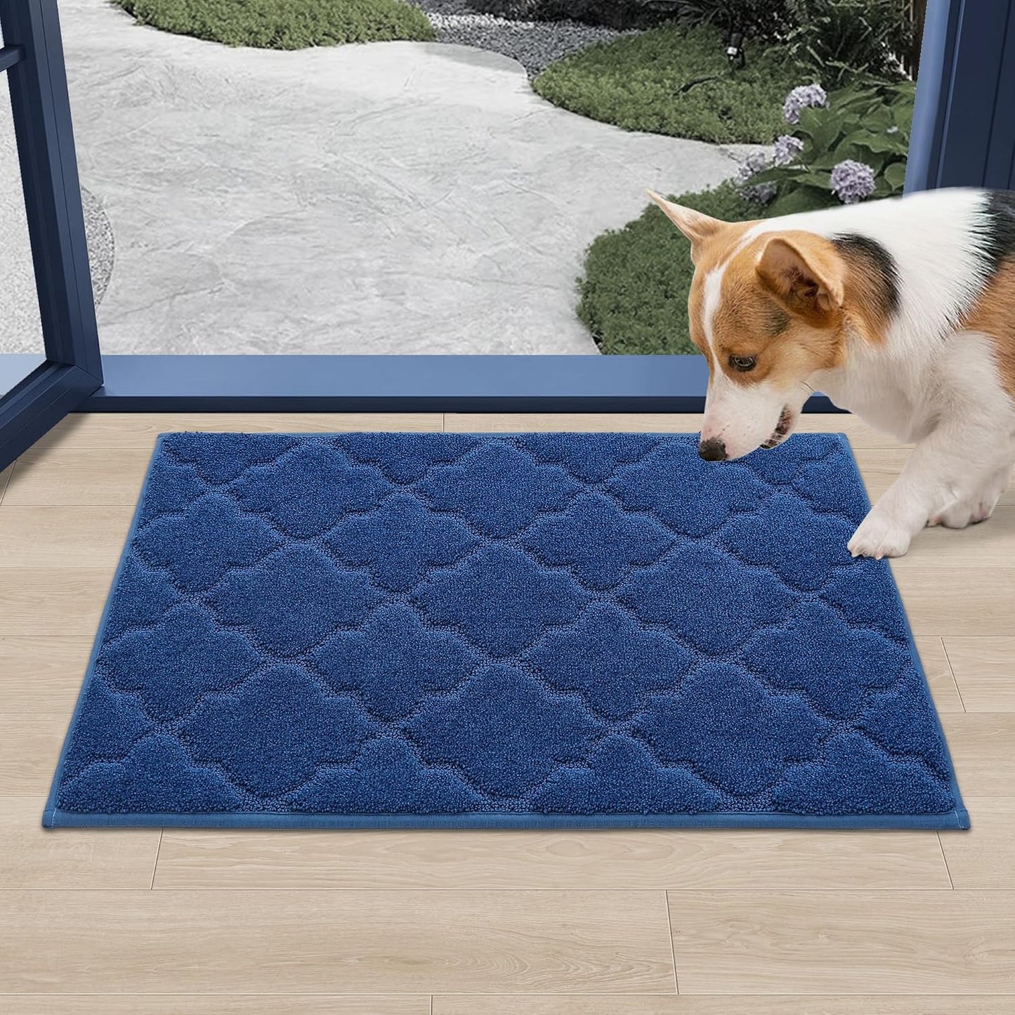Tapete antiderrap puerta entrada 20x32" azul