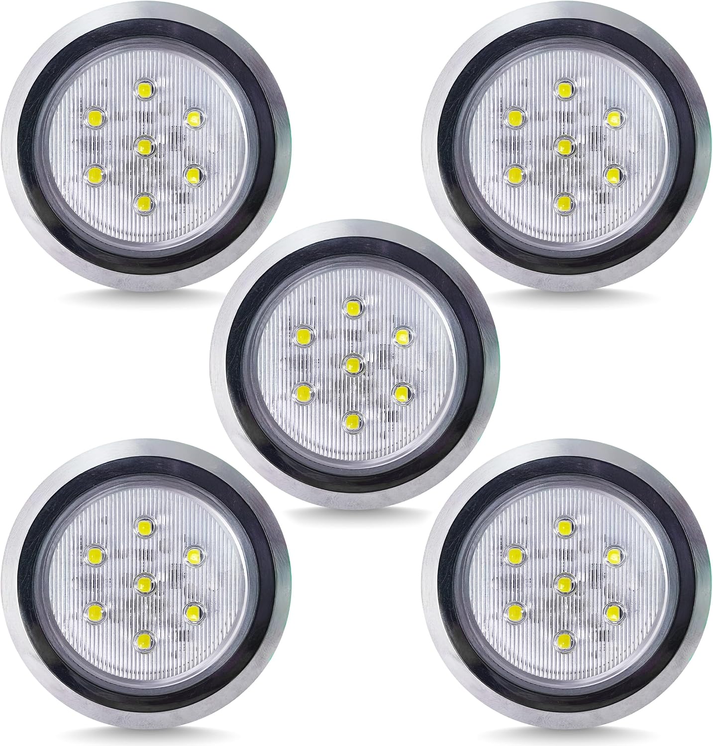 Luz LED superficie 12V anillo cromado 3"