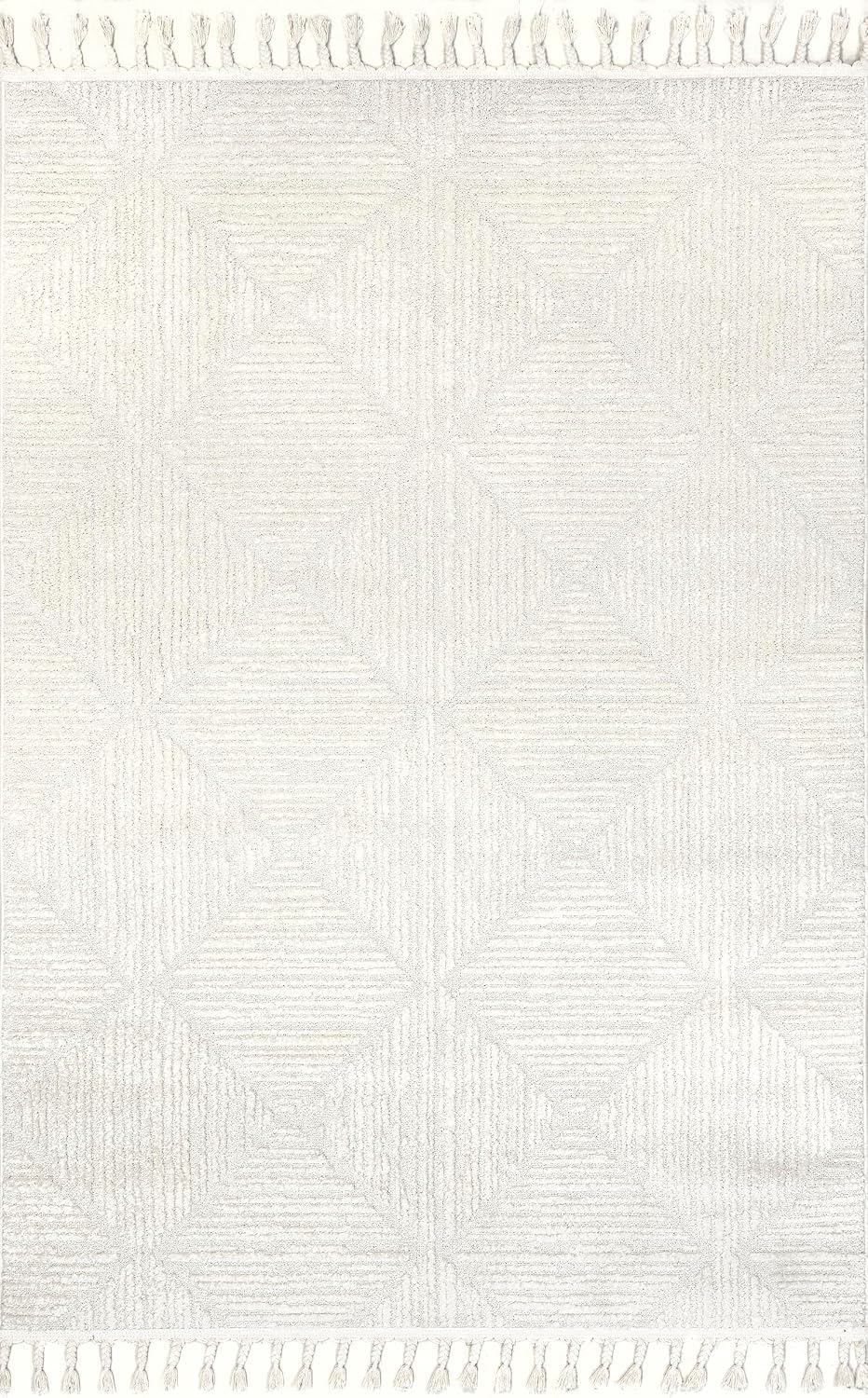 Alfombra dormitorio sala de estar geométrica color crema