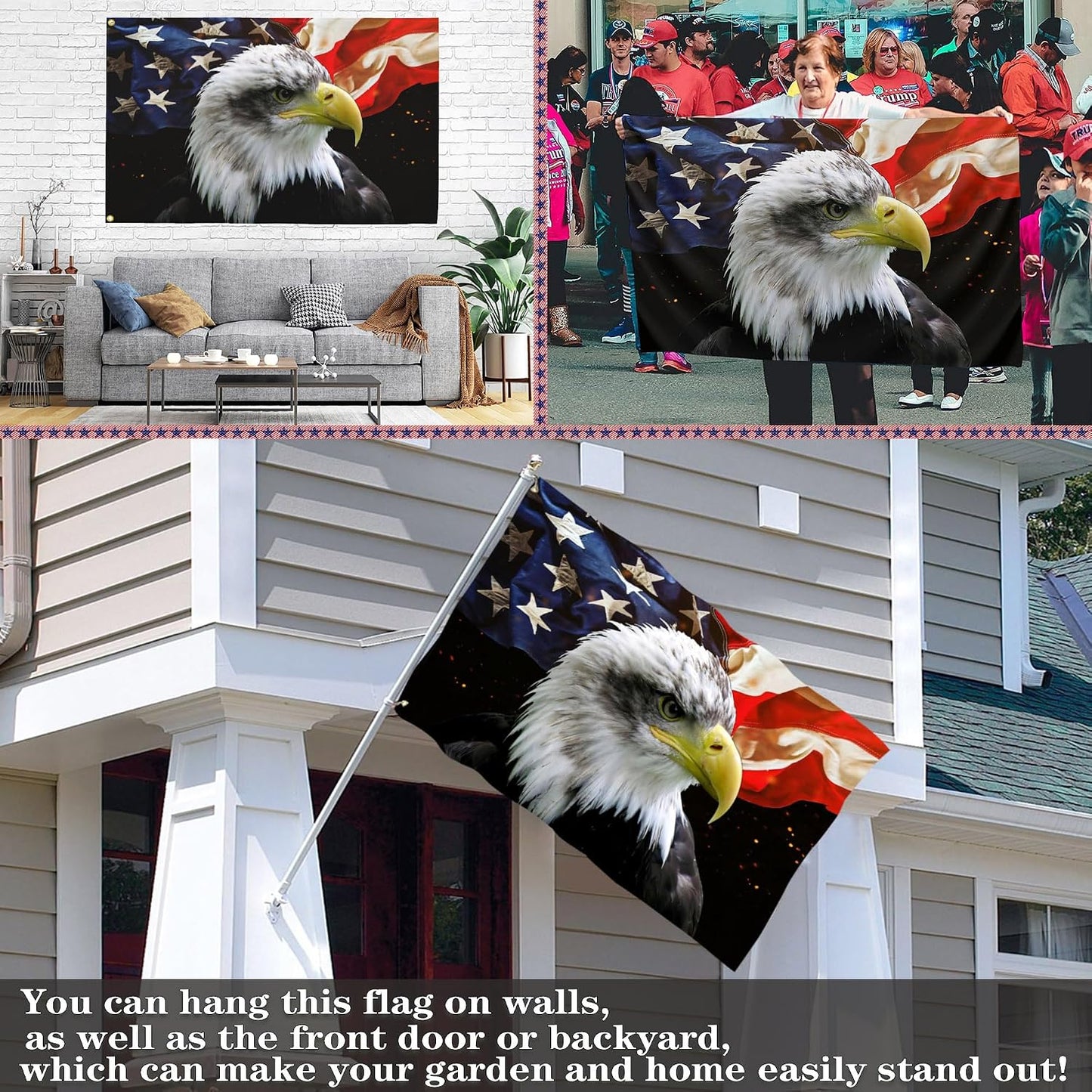 Bandera EE.UU. águila calva 3x5" Día de los Caídos