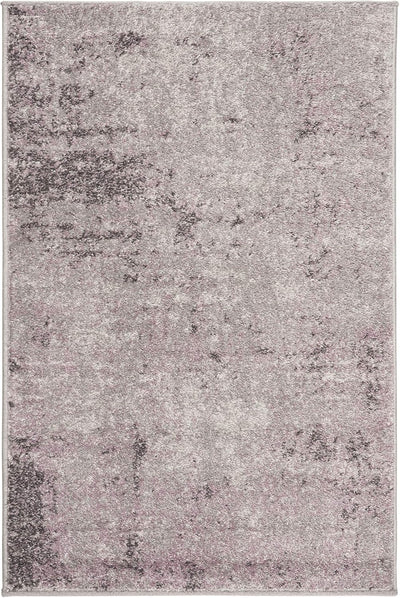 Alfombra decorativa 2'6x4' gris claro y morado abstracta