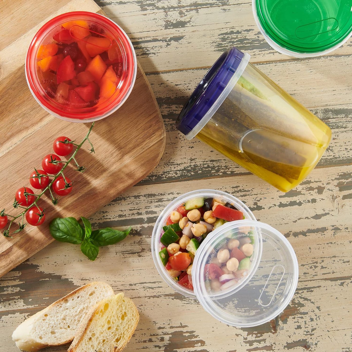 Contenedores plástico 32oz tapas giratorias reutilizables 12 pzas