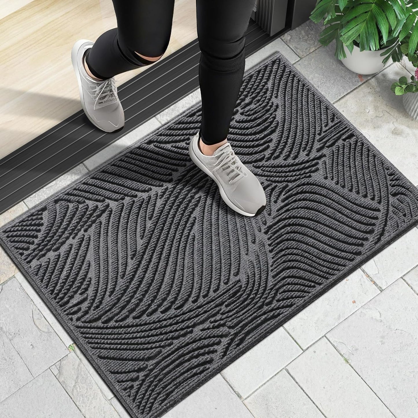 Felpudo antiderrap impermeable 29.5x17" gris oscuro