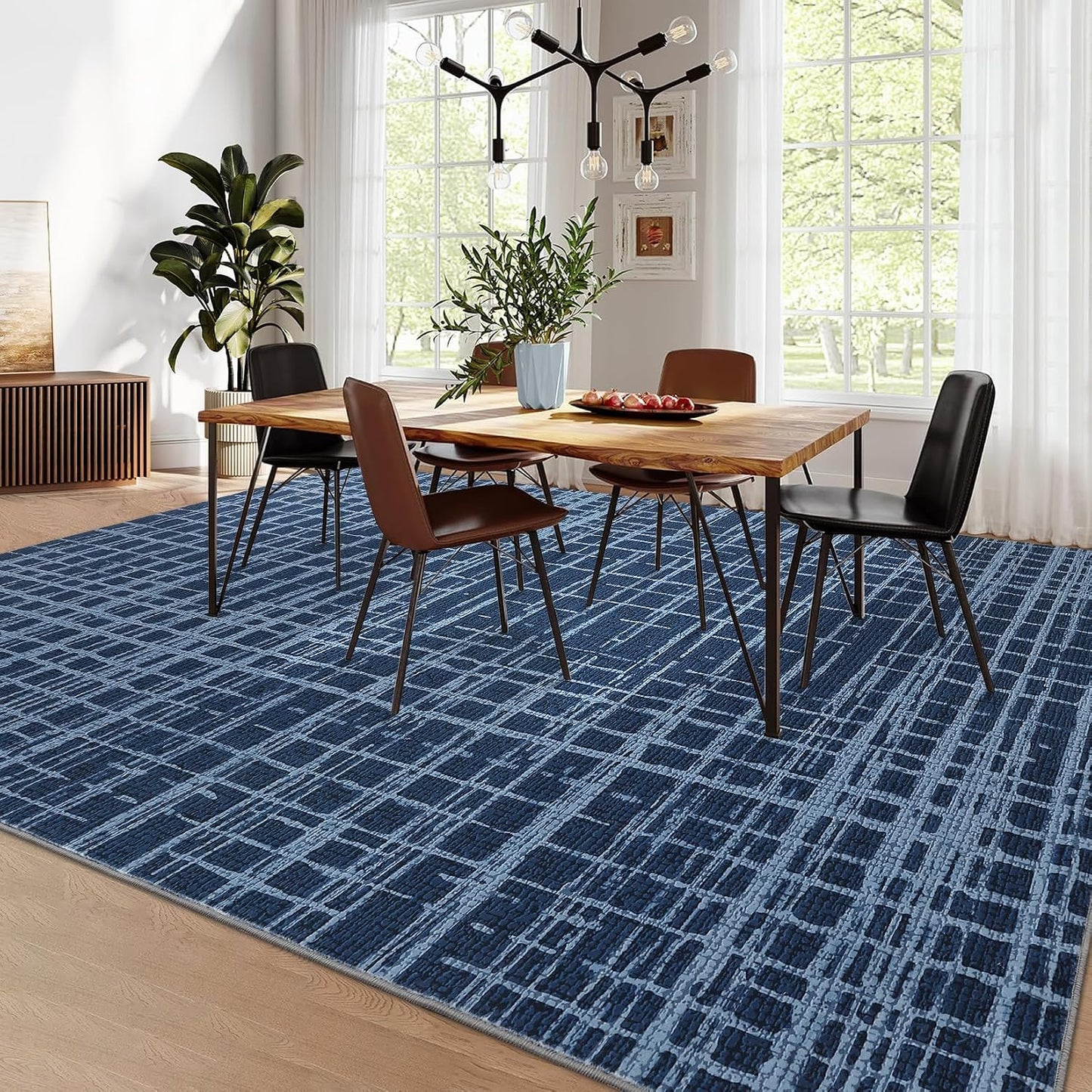 Alfombra 8x10ft cuadros lavable antiderrap comedor