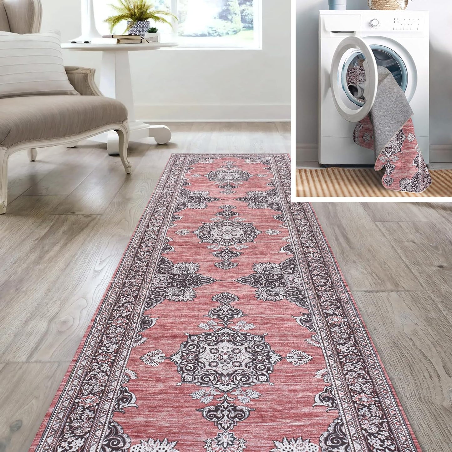 Alfombra lavable felpilla envejecida bohemia