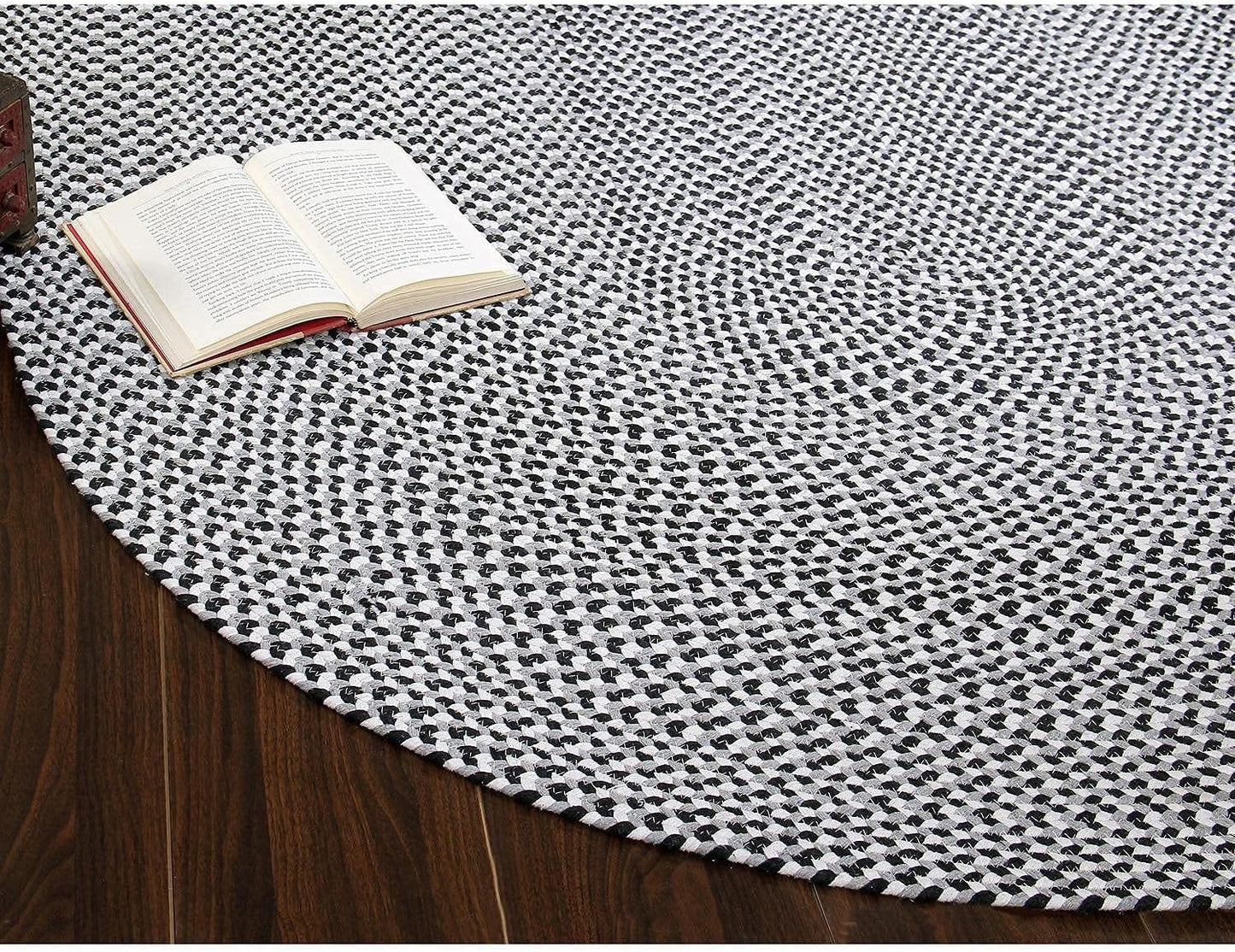 Alfombra trenzada algodón tricolor cuadros búfalo 2x6ft