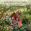 Casa pájaros madera rústica 10.5" techo metal decoración