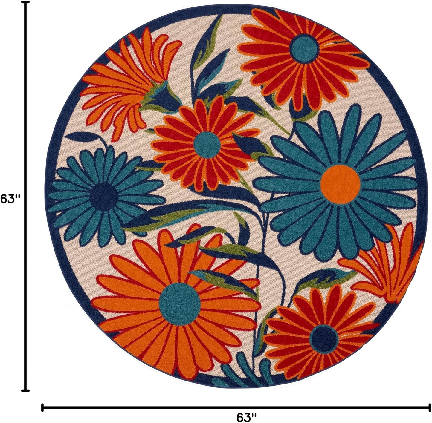 Alfombra redonda multicolor 5ft3" dormitorio sala comedor