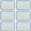 6 Manteles PVC con flores 12x17pulg para comedor y cocina
