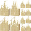 20 Pzas Caja Castillo Princesa Decoraciones Fiesta Oro