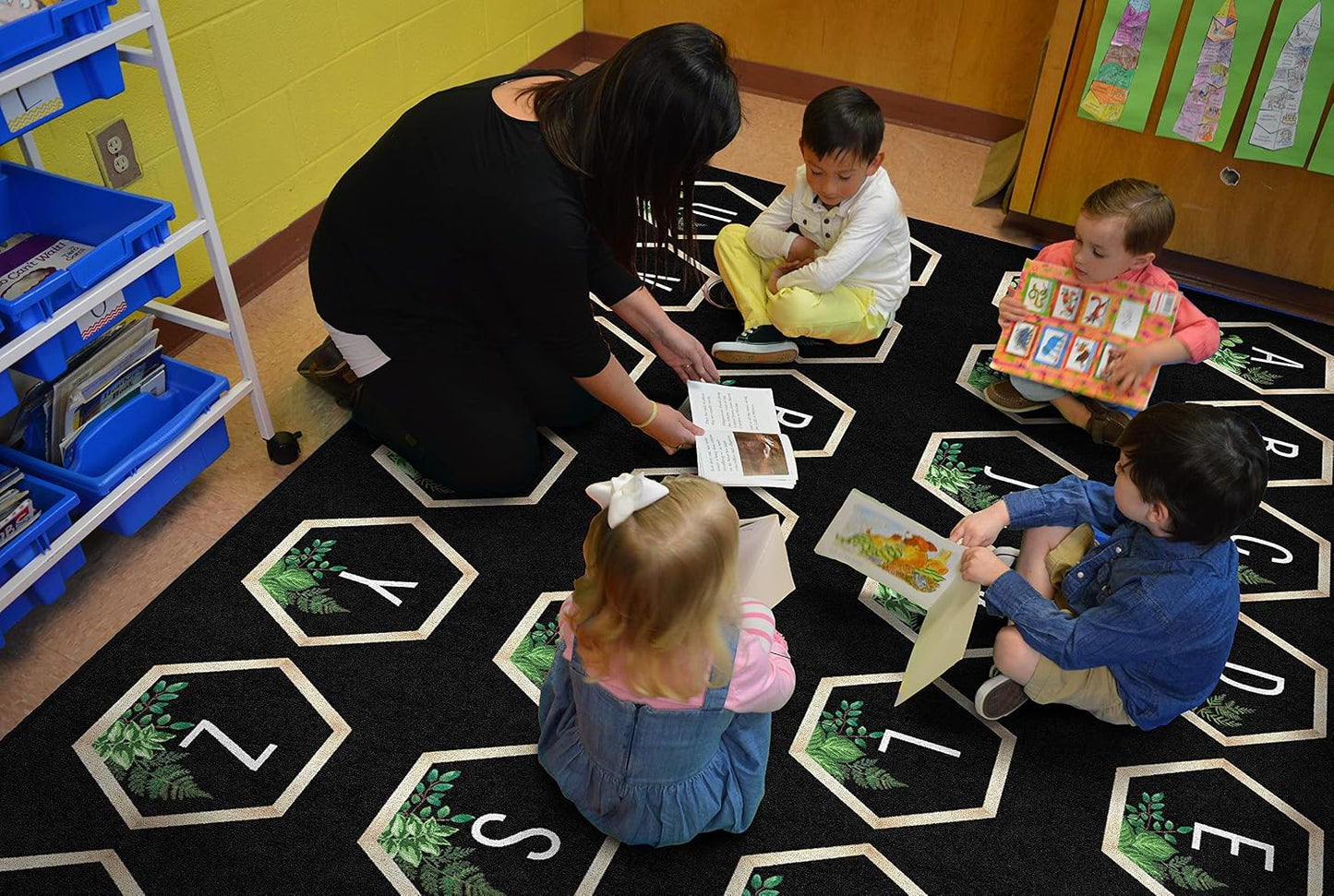 Alfombra educativa para niños 7.6x12ft color negro