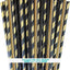 Pajitas aluminio negro y dorado rayas 7.75pulg pack 100