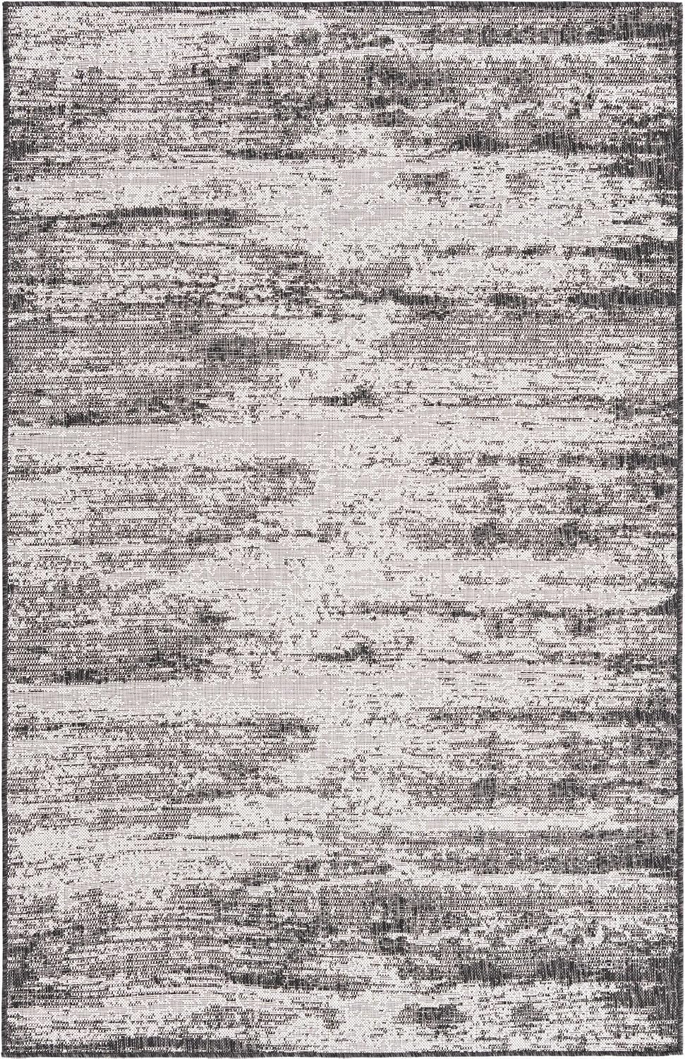 Alfombra rectangular 5x3ft x 7x10ft color carbón/marfil