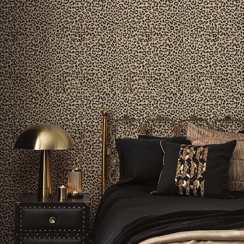 Papel pintado autoadhesivo texturizado leopardo amarillo