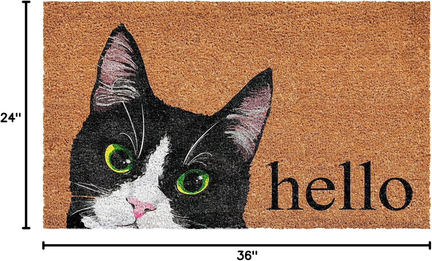 Felpudo gato tuxedo blanco y negro 24x36