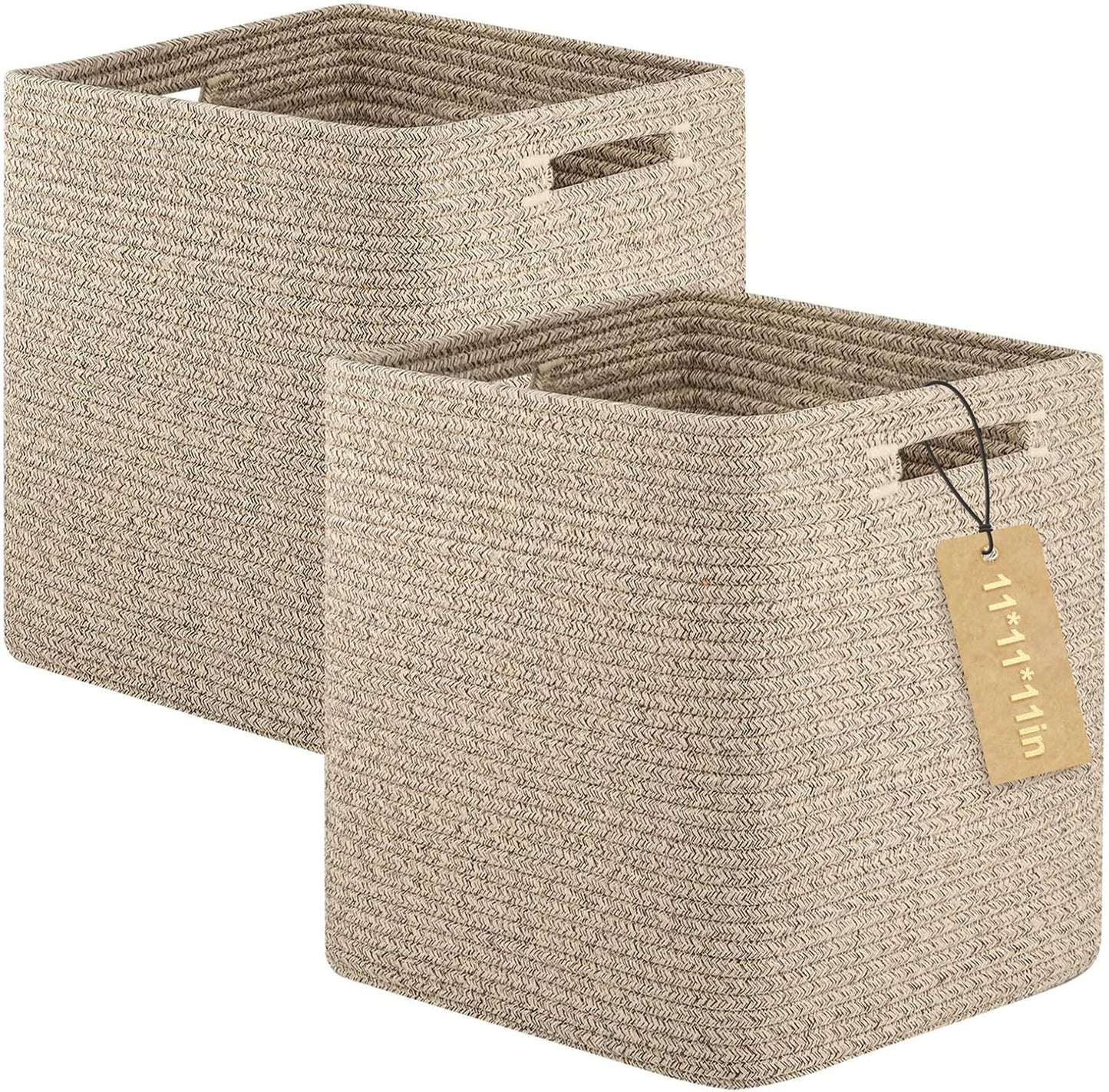 Cubos almacenamiento plegables 11" color marrón set 2