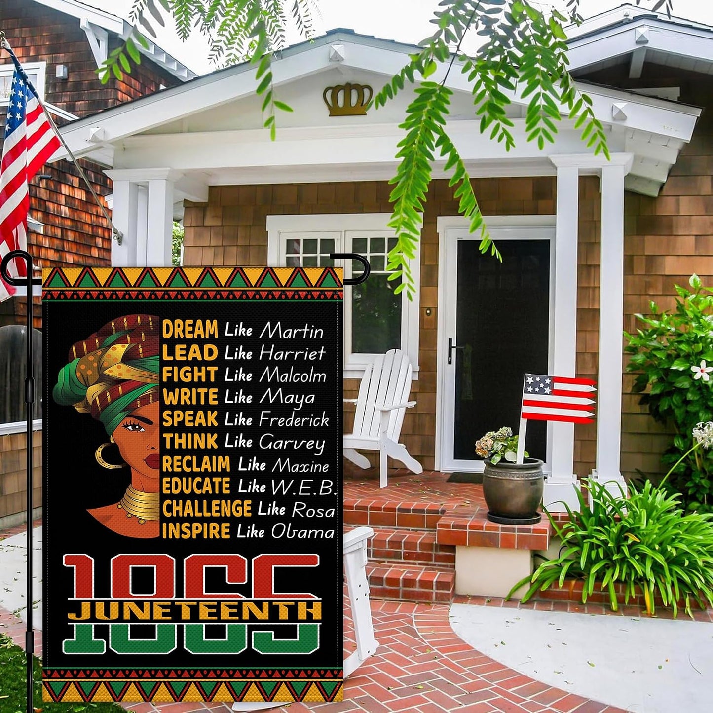 Bandera jardín 12x18pulg doble cara emancipación afroamericana