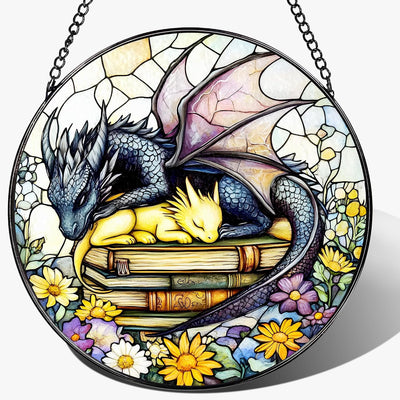 Vidriera colgante dragón 8pulg decoración hogar regalo libros