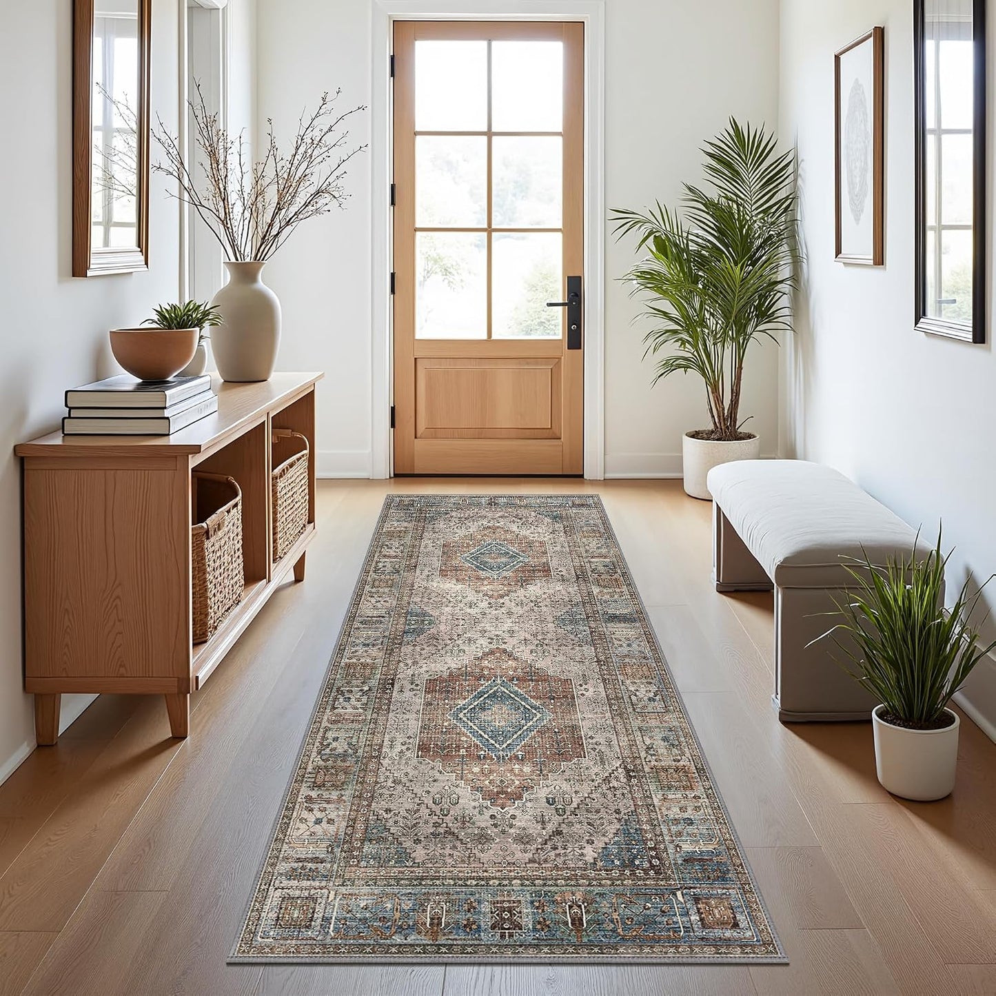 Alfombra pasillo lavable 2x5pulg antiderrap color marrón
