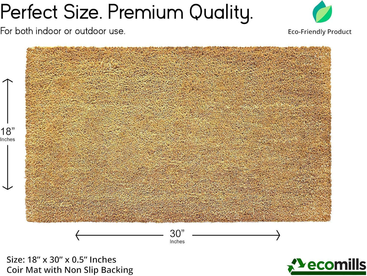 Felpudo fibra coco 18x30" respaldo resistente