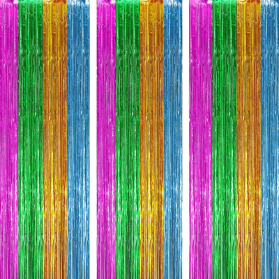 Cortina flecos aluminio multicolor pack 3 fiesta