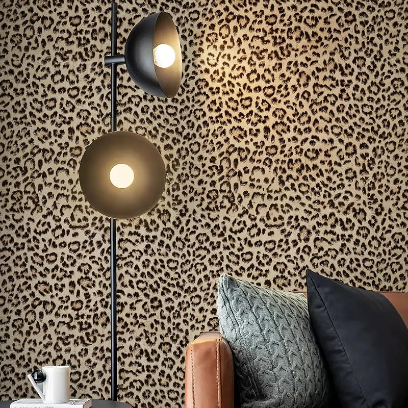 Papel pintado autoadhesivo texturizado leopardo amarillo