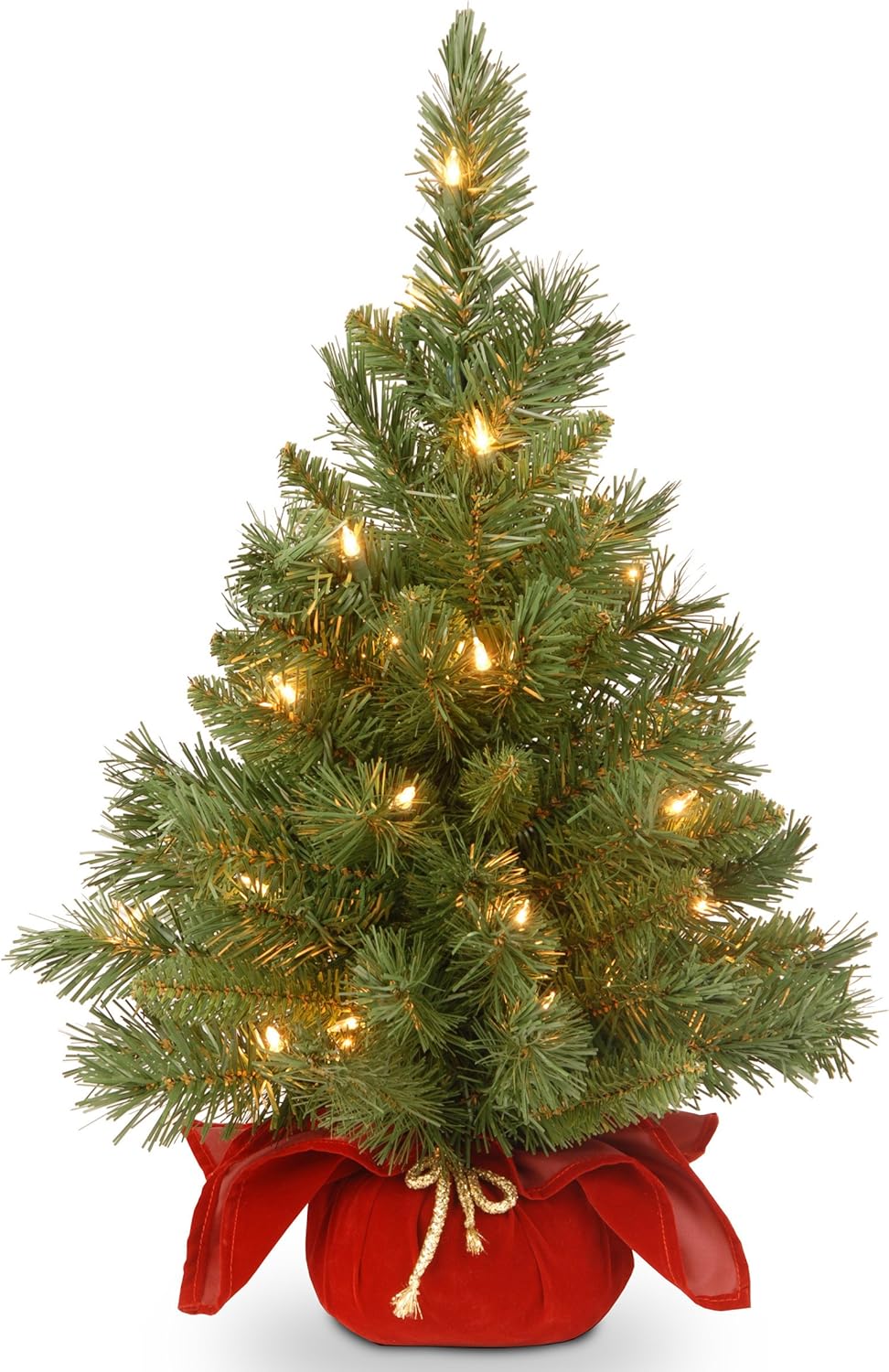 Árbol Navidad artificial abeto 24pulg preiluminado 35luces verde