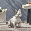 Estatua bulldog francés jardín color blanco y verde rústico