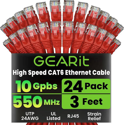Cable Ethernet Cat6 3pies pack 24 rojo