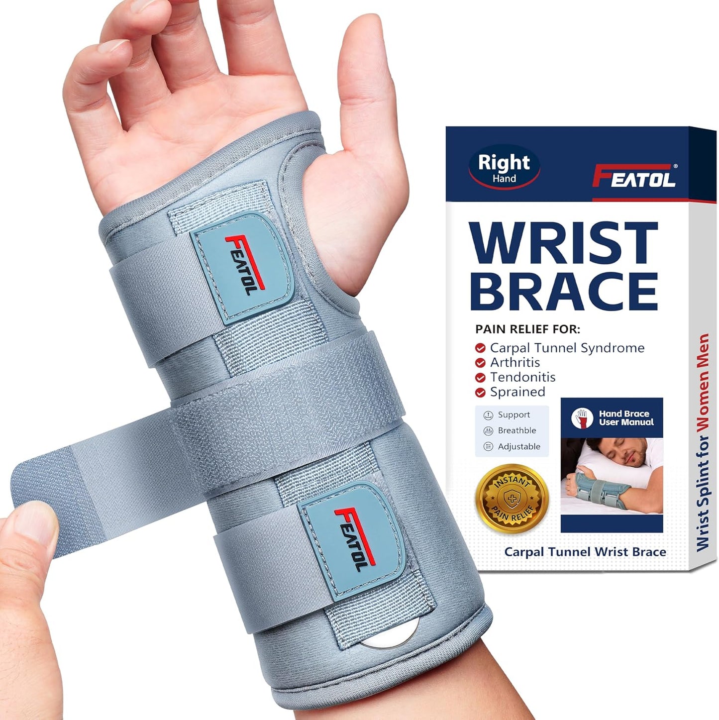 Muñequera ajustable férula mano derecha M/L