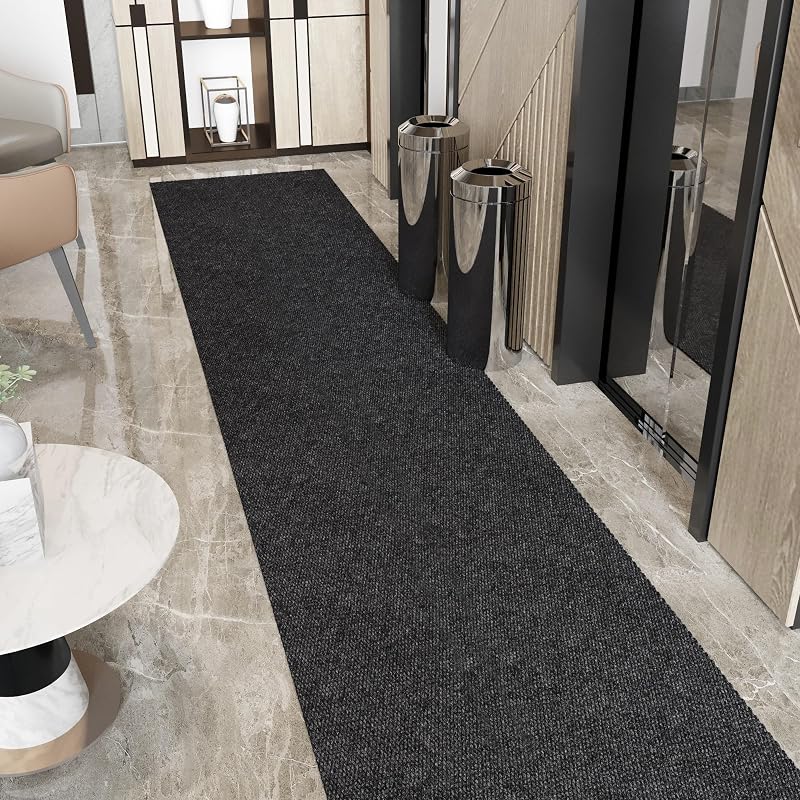 Tapete pasillo pelo raspador 2'7"x16' antiderrap negro