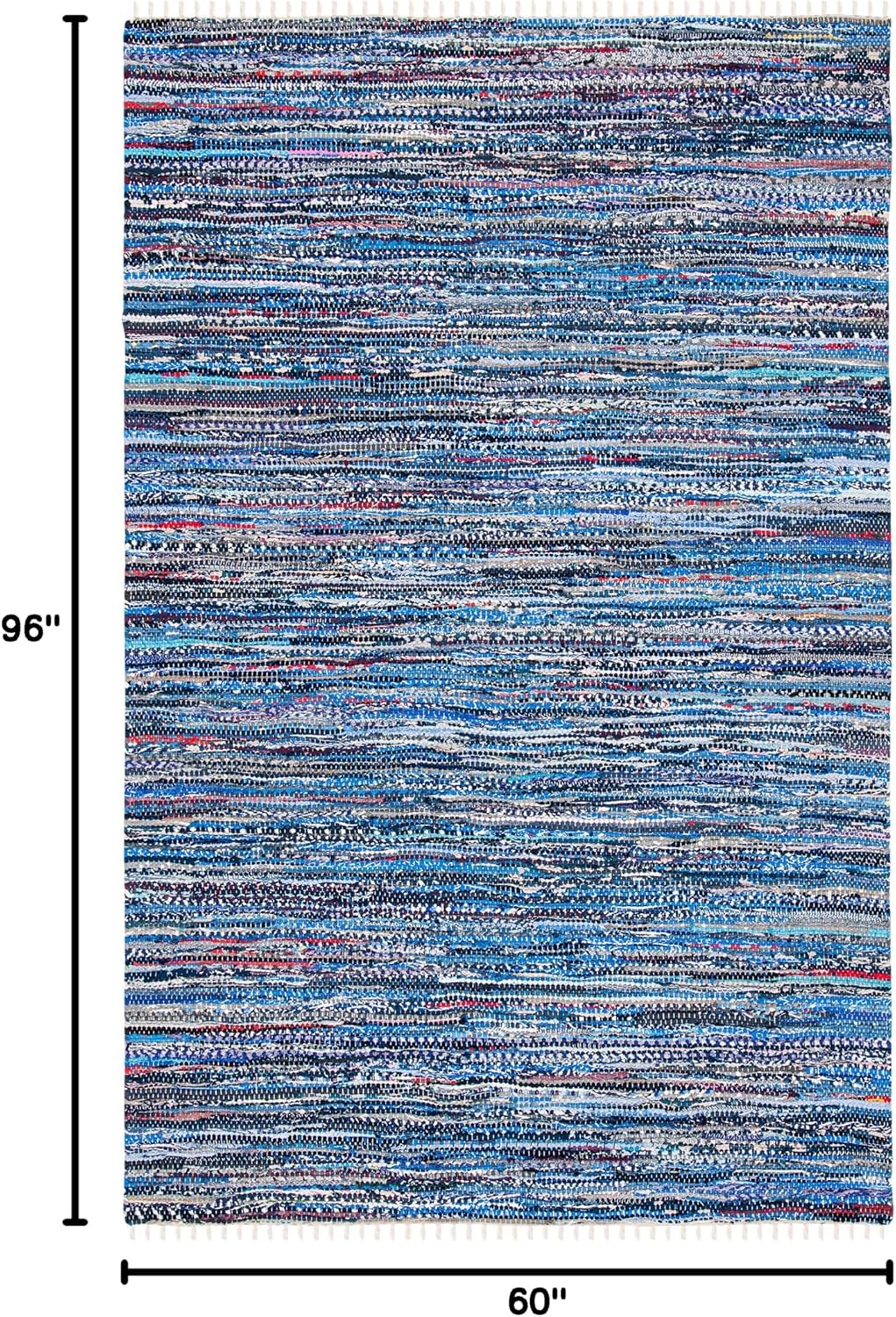 Alfombra área 5x8ft azul y multicolor algodón rayas sala