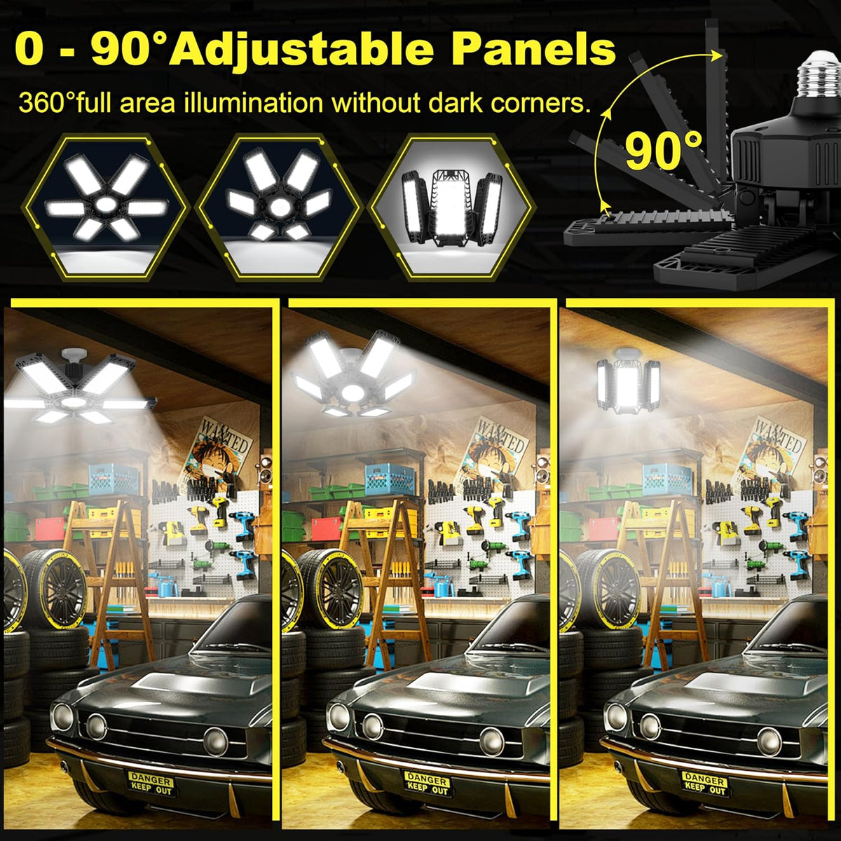 4 Luces LED Garaje E26/E27 6500K