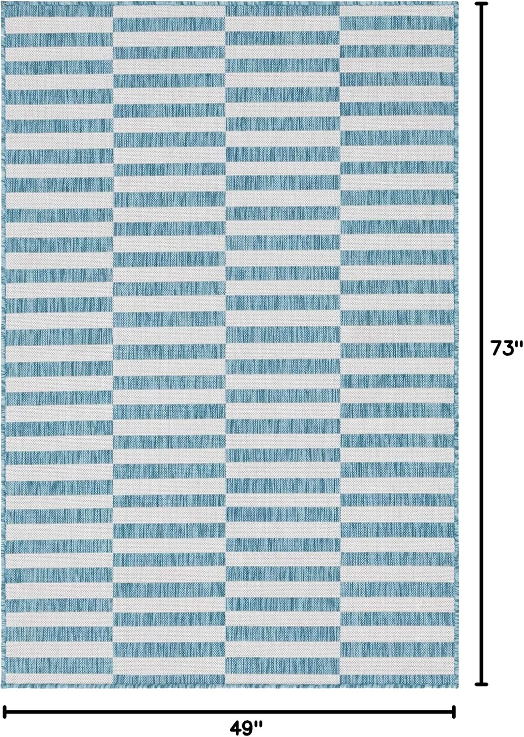 Alfombra área a rayas aguamarina claro/marfil 4'1"x6'1"
