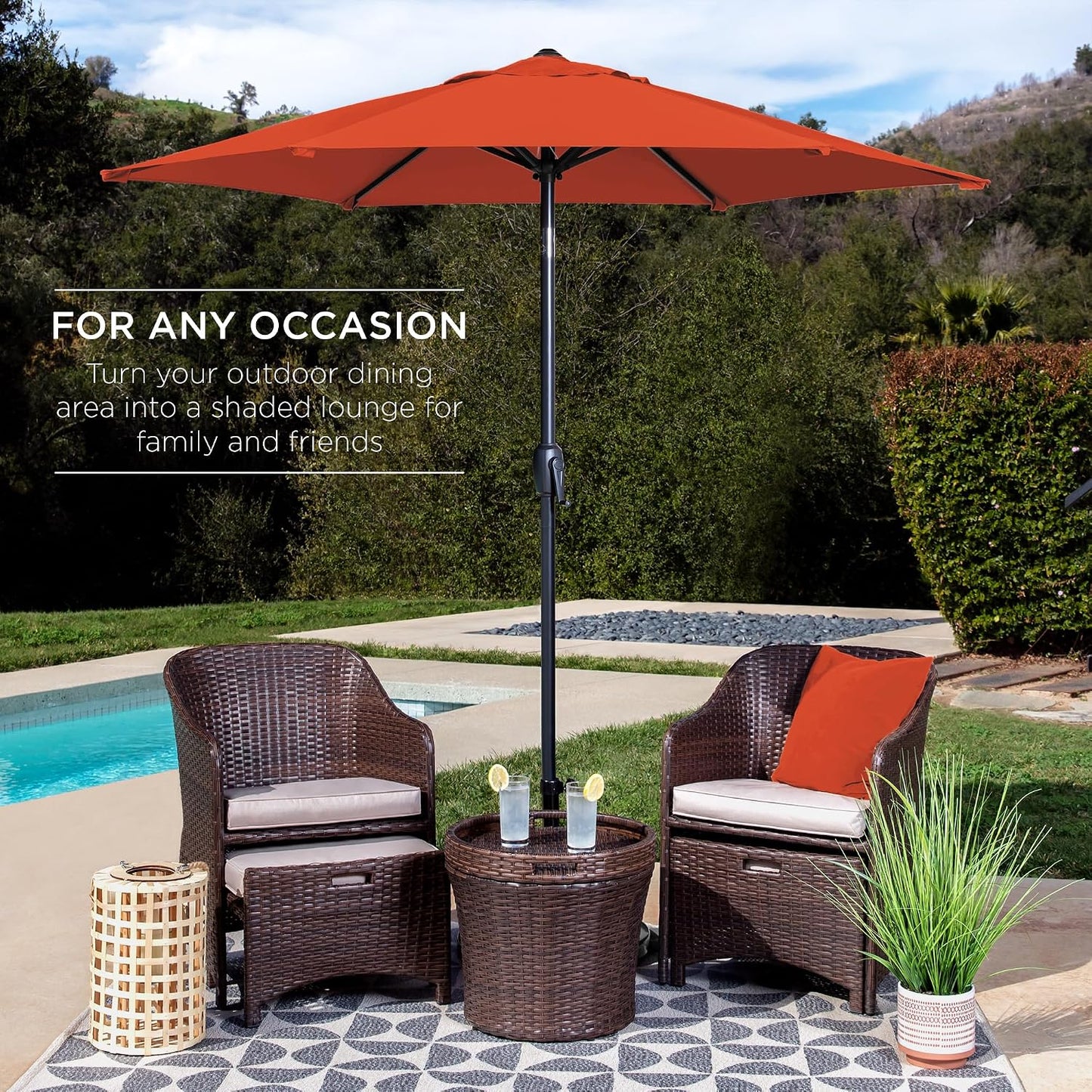Sombrilla mesa patio redonda 7.5ft poste acero