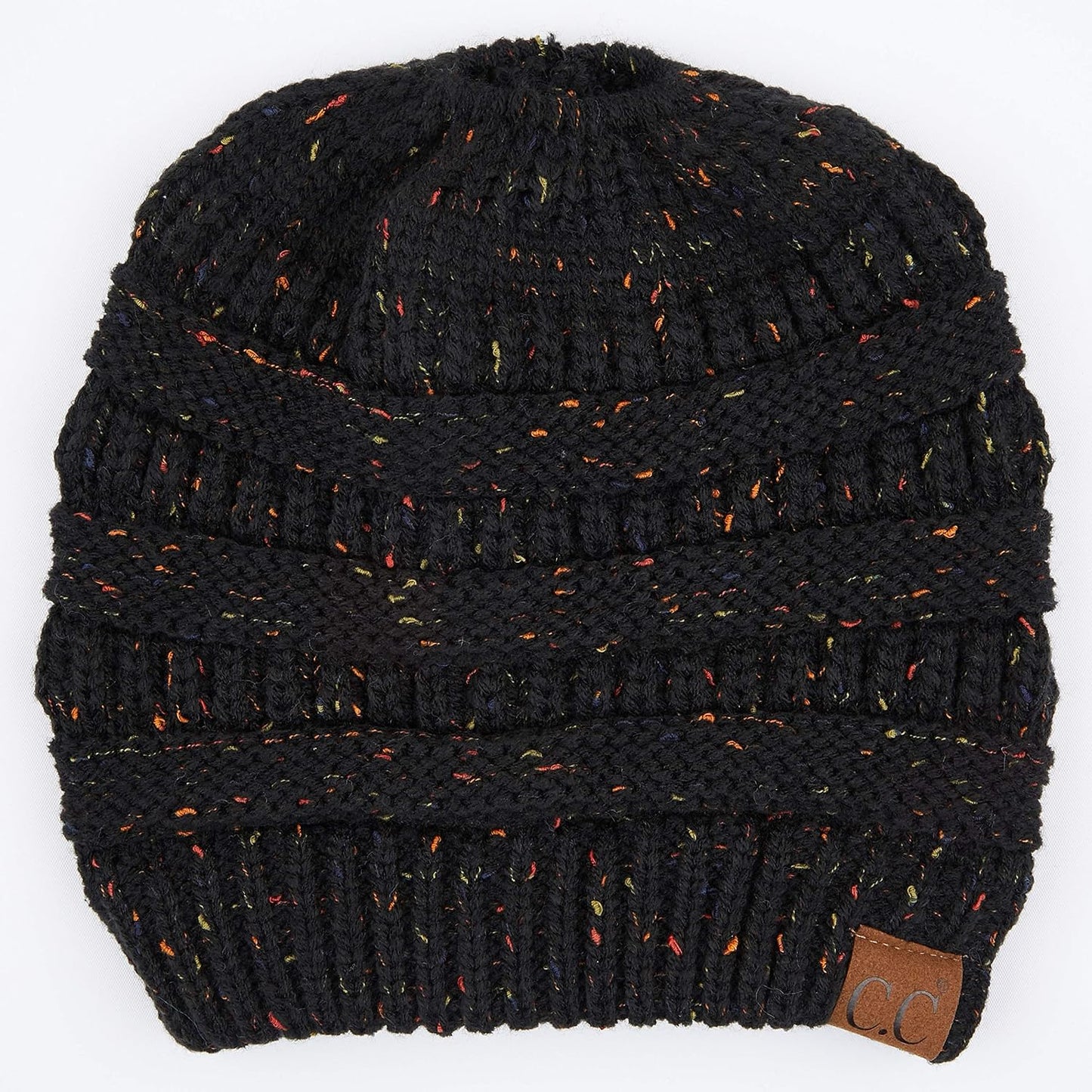 Gorro punto confeti acanalado con cola adulto