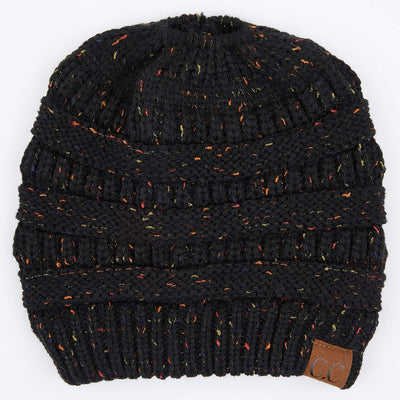Gorro punto confeti acanalado con cola adulto