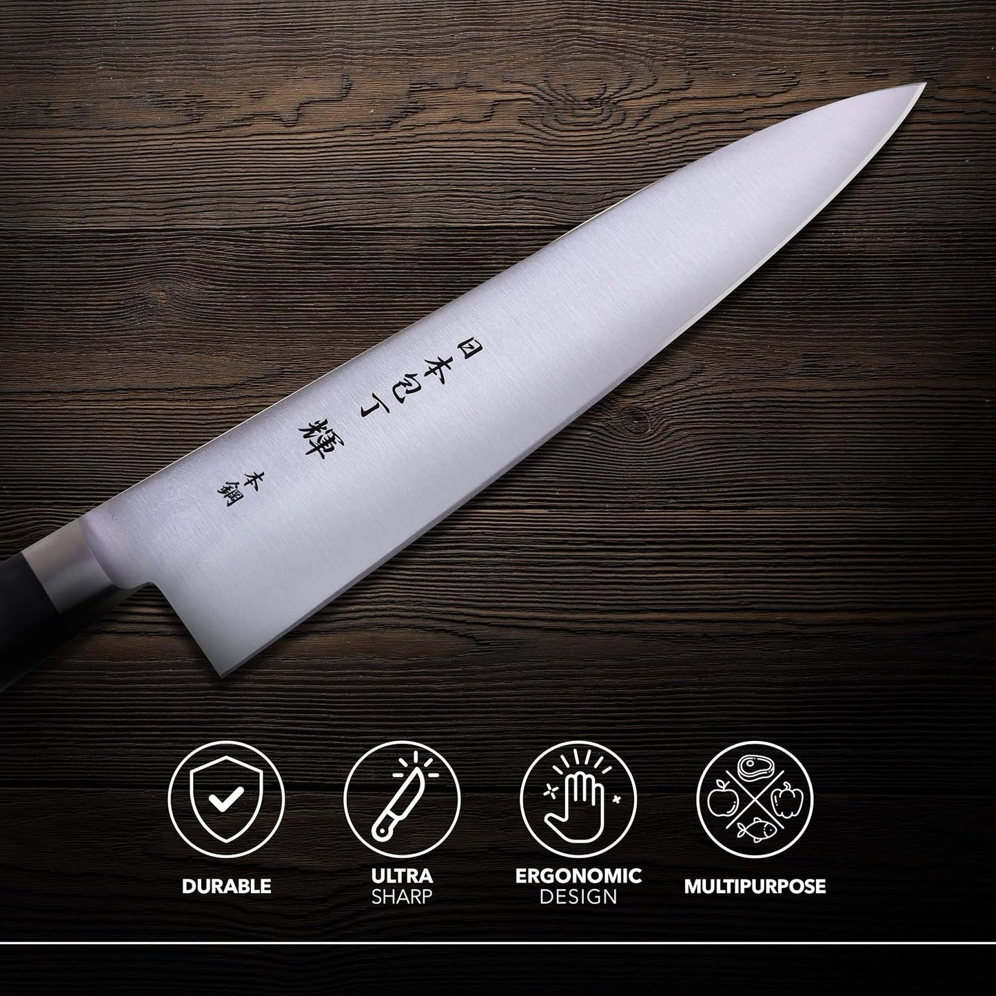 Cuchillo chef acero alto carbono mango Pakka 9.4pulg