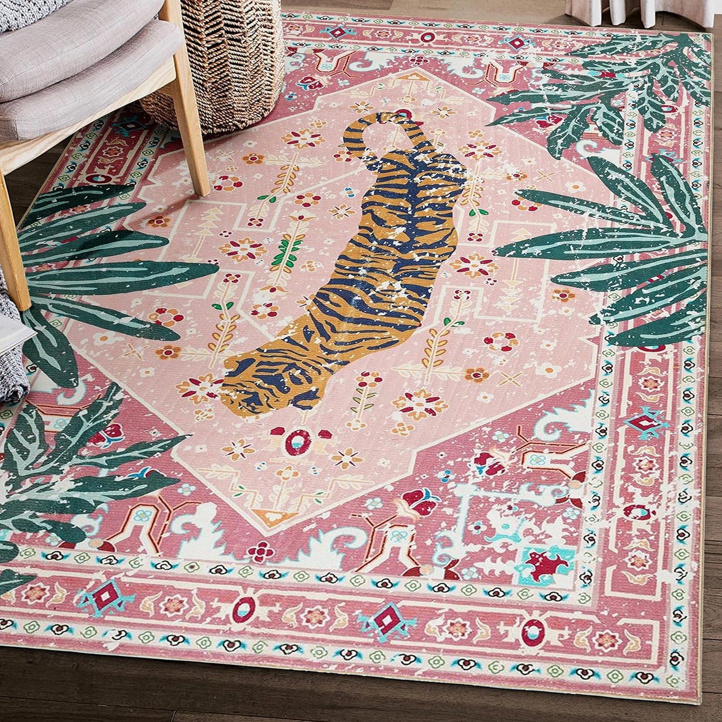Alfombras lavables estilo bohemio 5x7ft jungla oriental