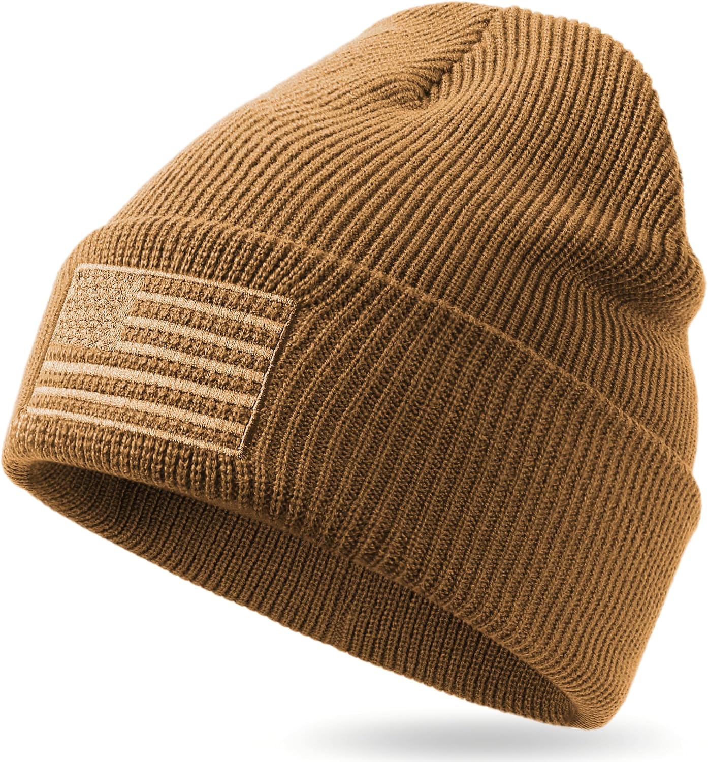 Gorro punto puño bordado bandera USA táctico cálido