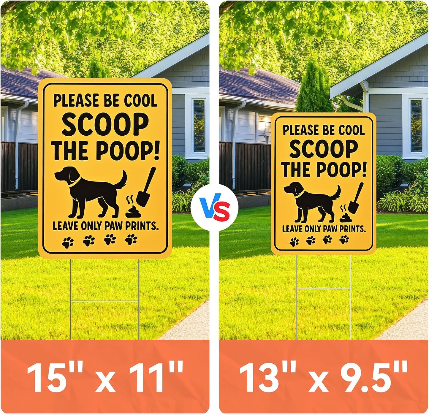 Letrero No Dog Poop 15x11" doble cara impermeable pack 2