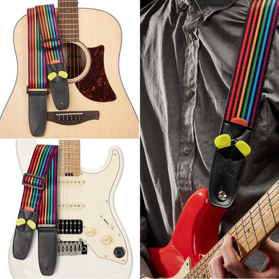 Correa guitarra raya arcoíris poliéster acústica eléctrica