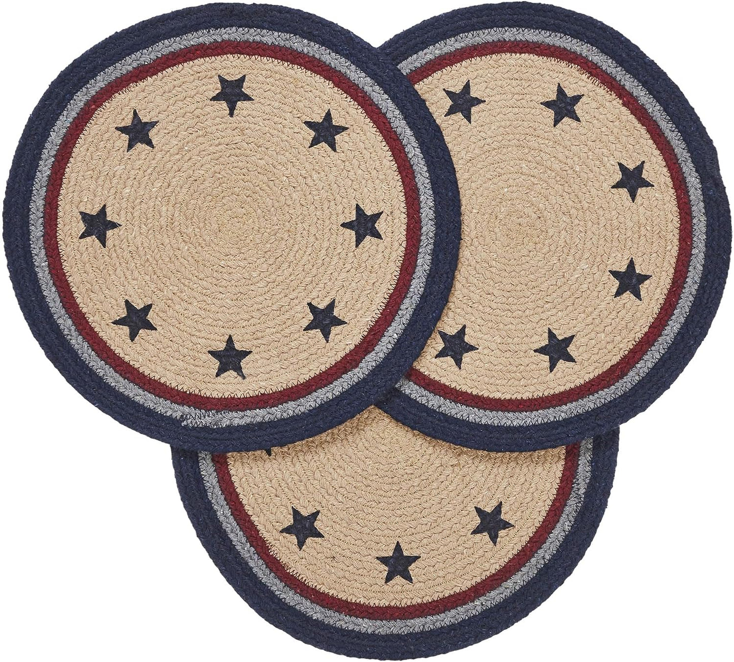 Set 3 Salvamanteles Algodón Trenzado 12uds Azul Estrellas