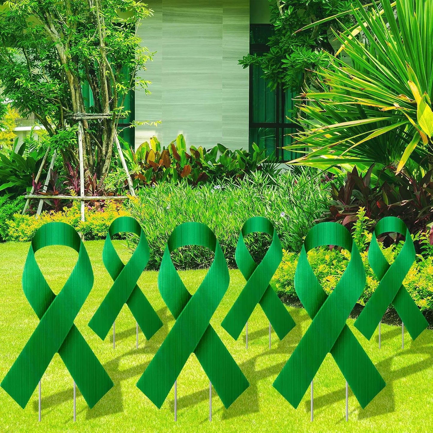 6 Carteles Cinta Verde Estacas 14" Impermeables Jardín