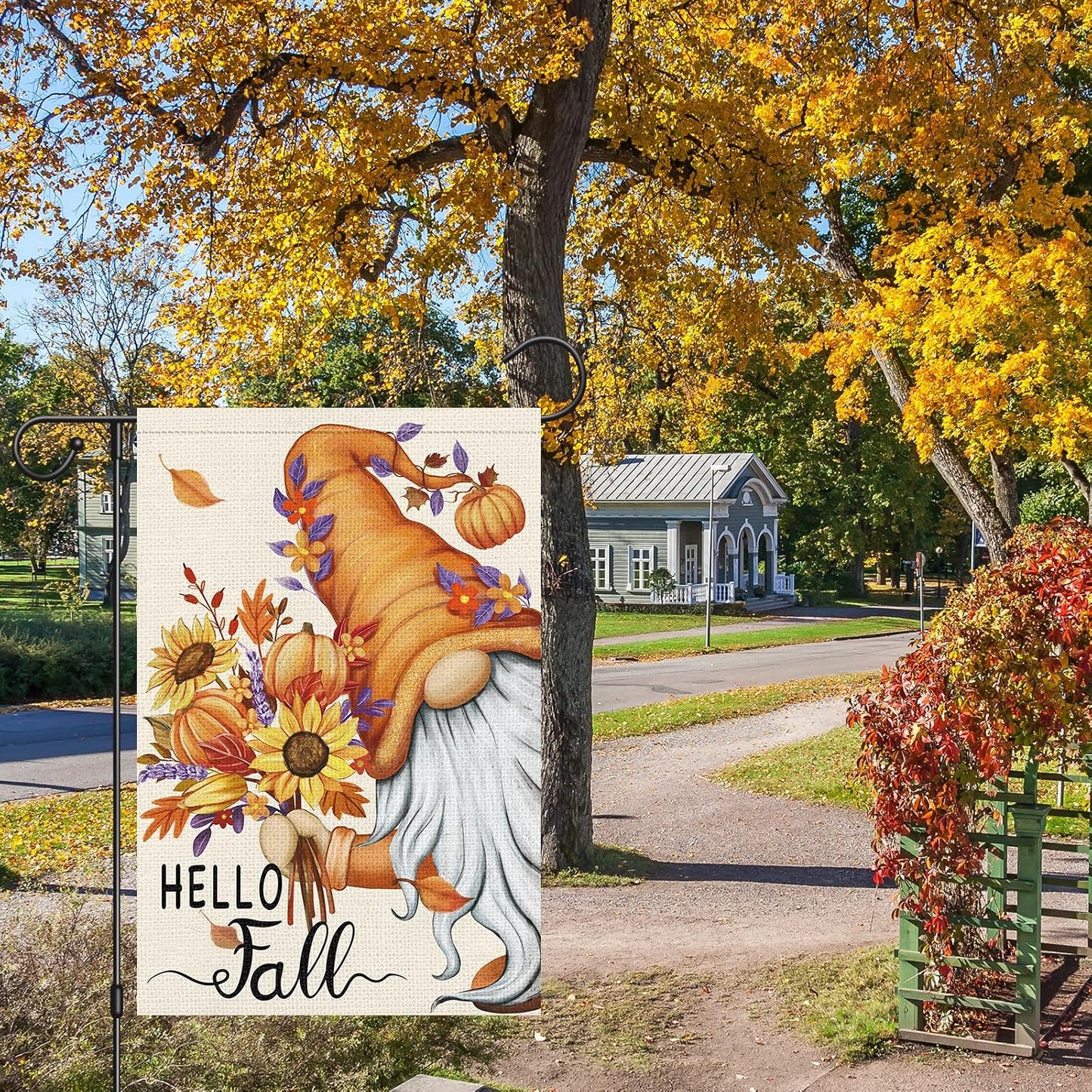Bandera jardín Hello Fall 12x18pulg calabaza girasol