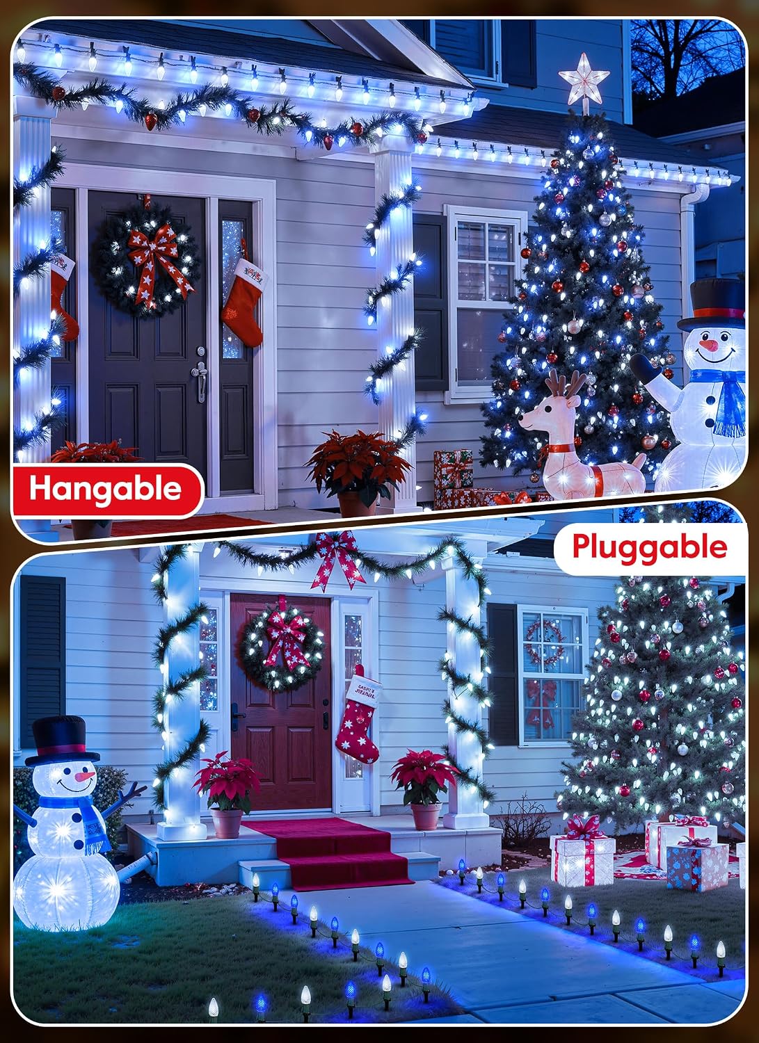 Luces Navidad C9 aire libre 7.83m 20 LED azul blanco